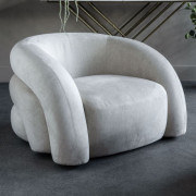 Upholstered Curved Snug Chair - Cream